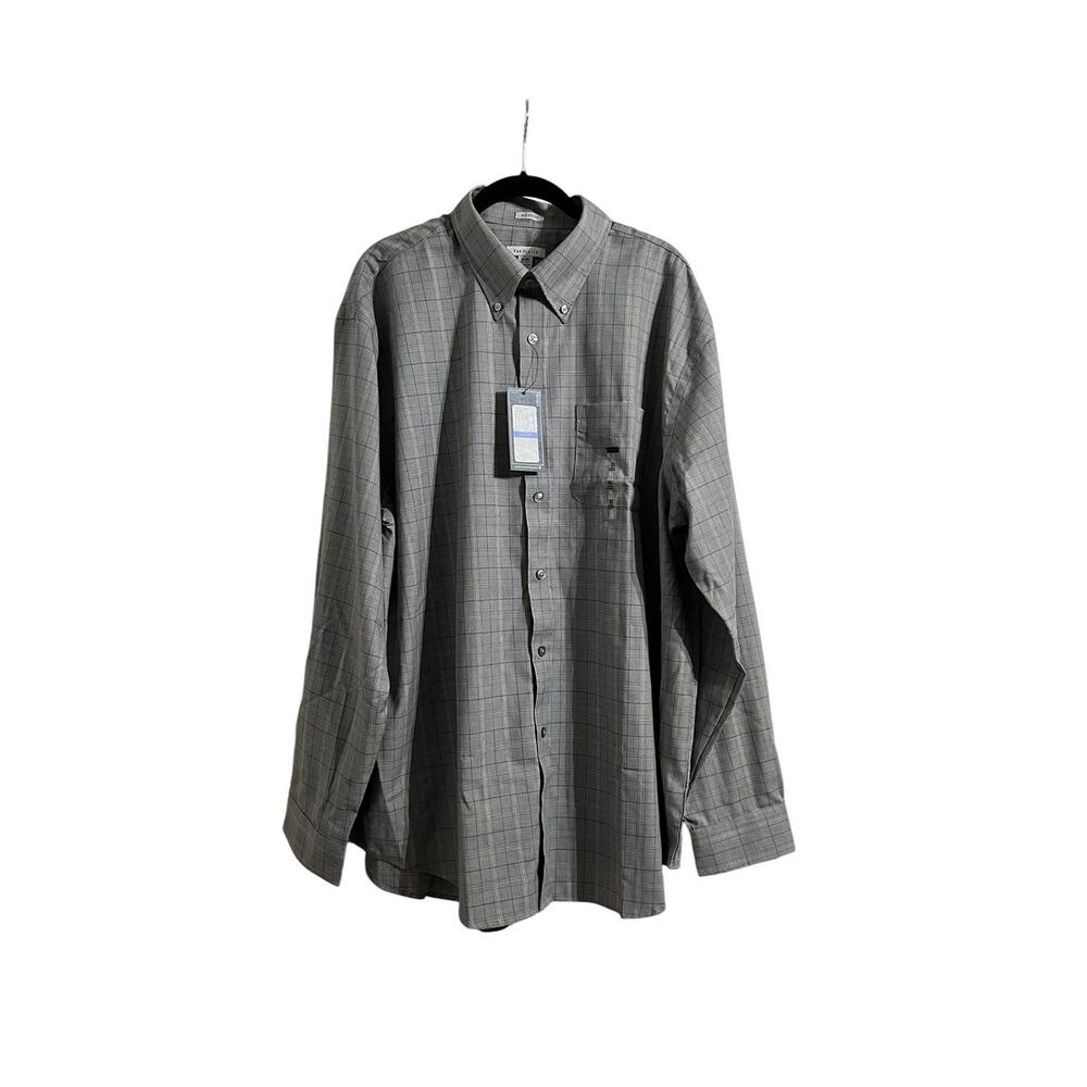 Van Heusen Plaid No Iron Relaxed Fit Dress Shirt Long Sleeve Sz XL 17-17.5